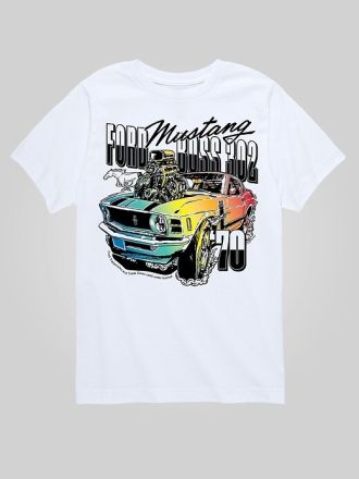 T-shirt graphique à manches courtes arc-en-ciel Ford Mustang 1970 pour enfant T-shirt graphique à manches courtes arc-en-ciel Ford Mustang 1970 pour enfant